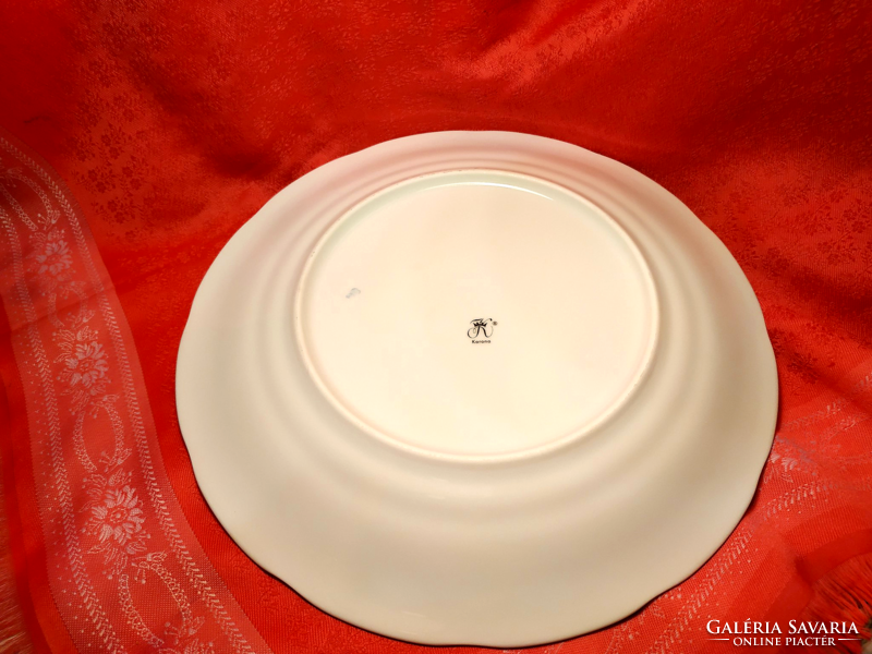 Beautiful onion patterned porcelain large flat serving bowl, centerpiece