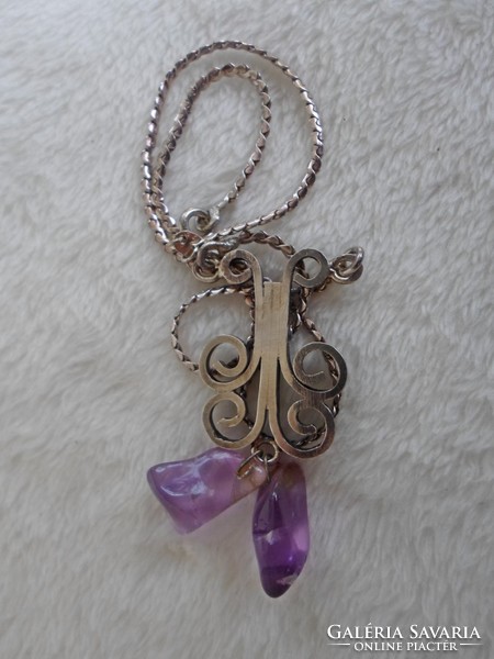 Art Nouveau silver necklaces with natural ametrine stones