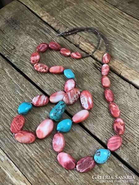 Sicilian coral necklace with real turquoise