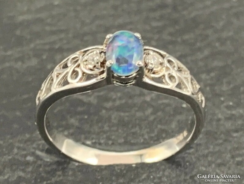 Opal gemstone/sterling silver ring, 925 - new 51 picimères