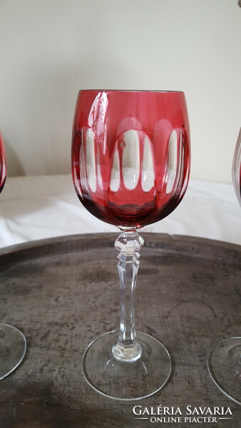 Wmf fuchsia-colored polished crystal glass 3 pcs.