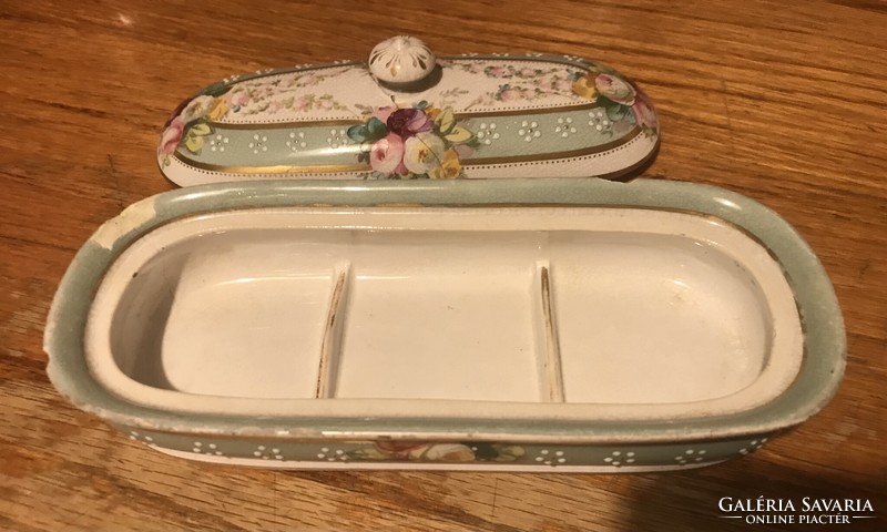 Antique English faience toothbrush holder