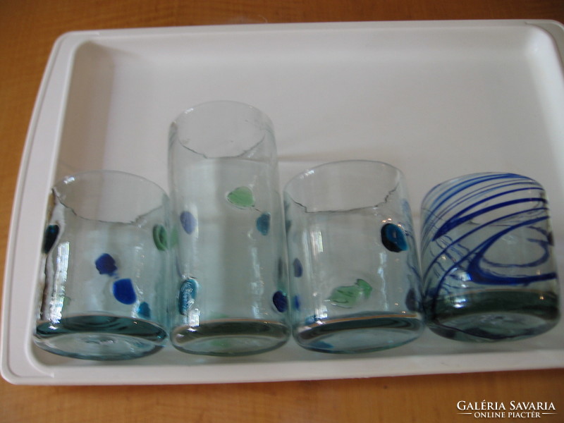 4 sea blue murano glasses with candle holder