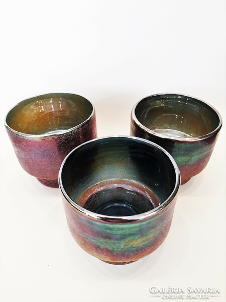 3 Pcs. Iridescent artistic glass vase