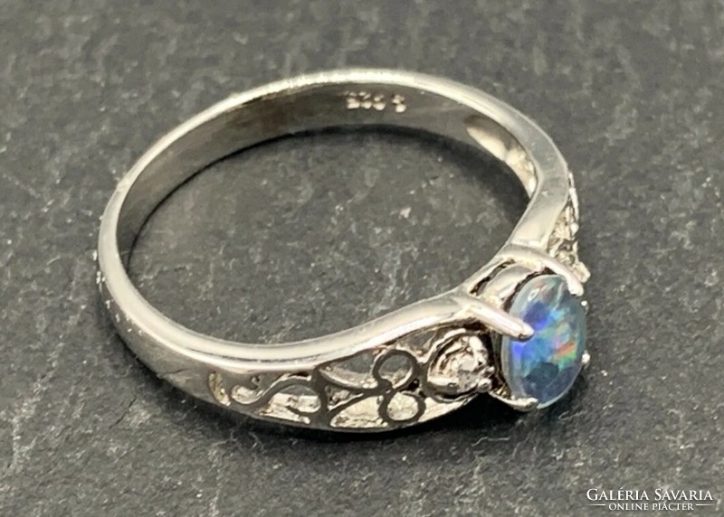 Opal gemstone/sterling silver ring, 925 - new 51 picimères