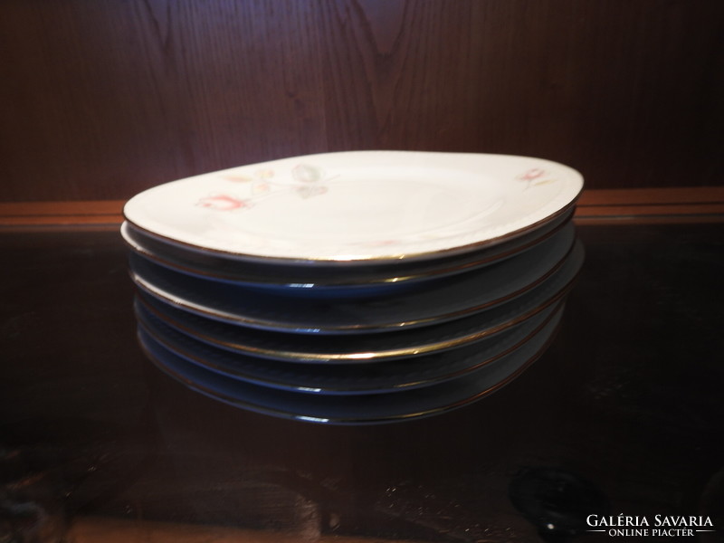 Set of 6 German plates with a rose pattern