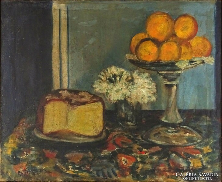 1L068 XX. századi magyar festő : Csendélet narancsokkal