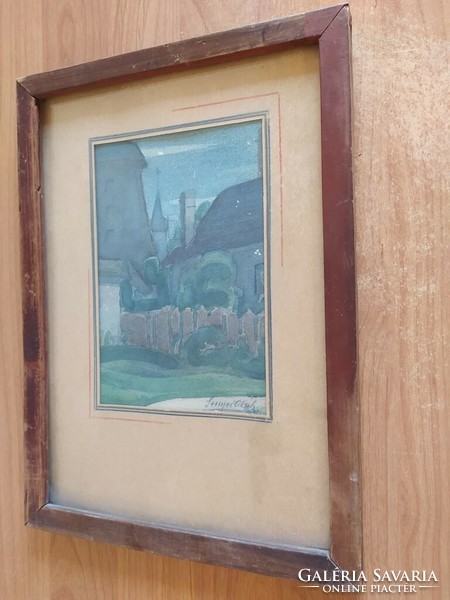 (K) painting by István Oláh Senye, watercolor 35x24 cm with frame