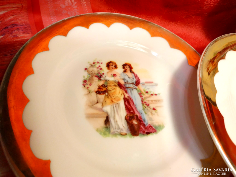 Victoria, antik porcelán süteményes tányér, 5 db.