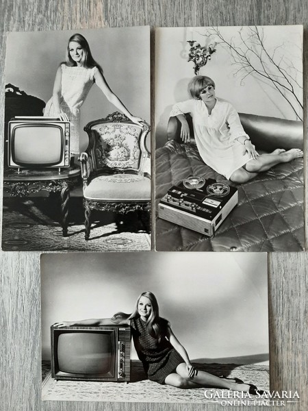 Retro videoton advertising postcard 3 pieces 1970