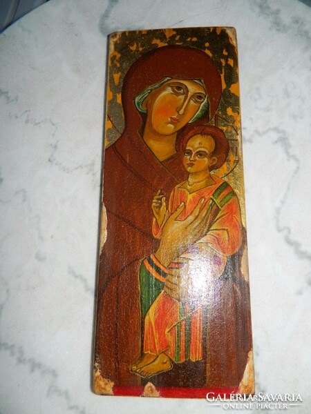 Elizabeth Szigeti icon painter hand-painted copy with original technique: mother of the god of Piedmont 14. Sz.