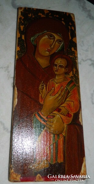 Elizabeth Szigeti icon painter hand-painted copy with original technique: mother of the god of Piedmont 14. Sz.