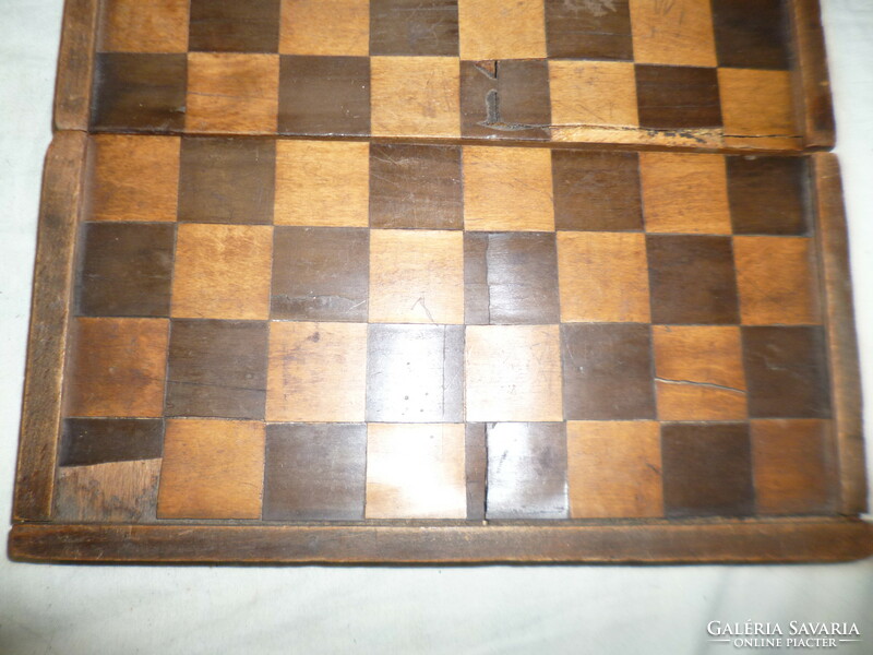 Régi fa sakk készlet hiányos sérűlt