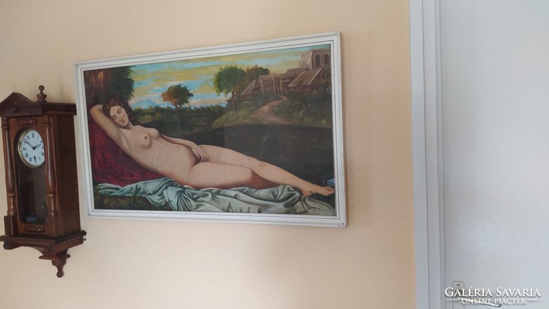 (K) nude painting for sale 60x101 cm frame with varga signature description! The frame is damaged!