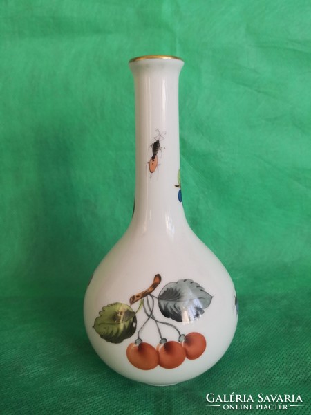 Herend fruit pattern porcelain vase, painted with rarely seen colors
