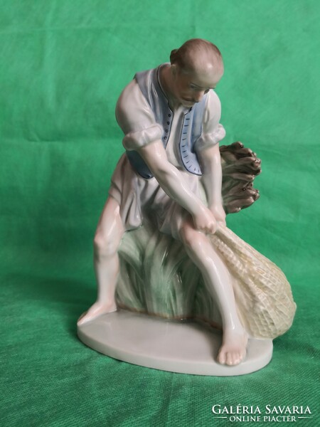 Rare Herend porcelain - fisherman with net, Vincze pál design