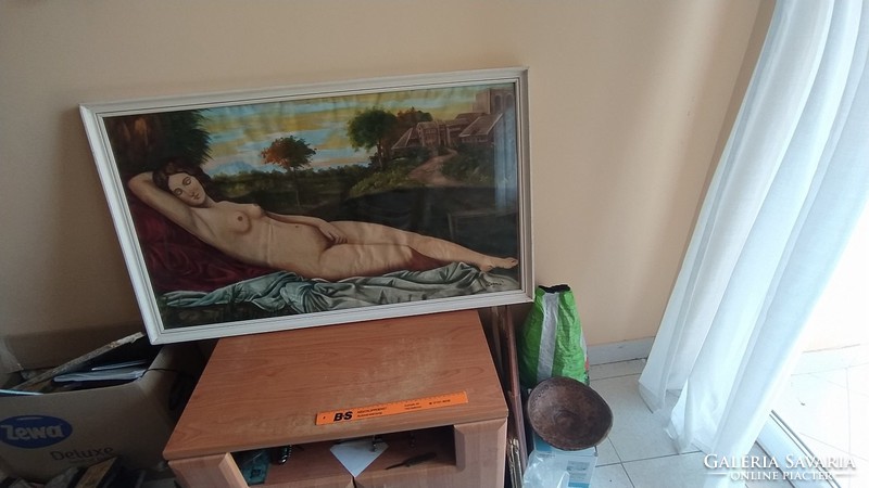 (K) Akt festmény eladó 60x101 cm kerettel Varga szignóval Leírás! sérült a keret!