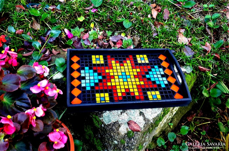Mosaic tray (02), unique, handmade piece.