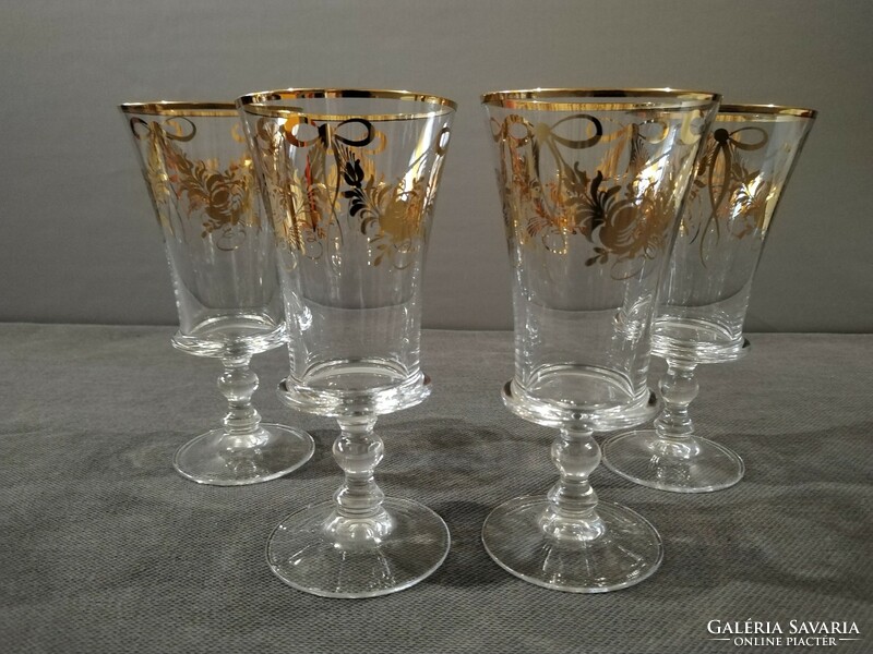 4 French gold-plated champagne glasses /xix. Century
