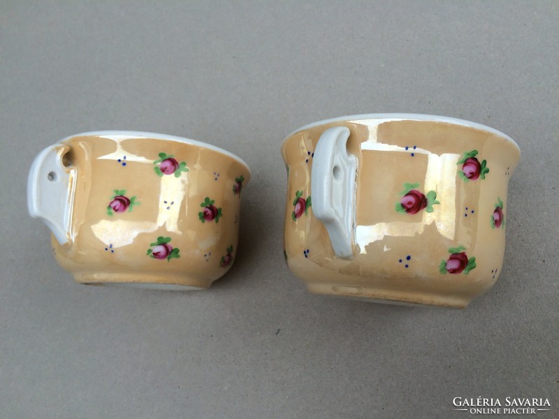 Antik régi 2 db eozin rózsás komacsésze csésze bögre