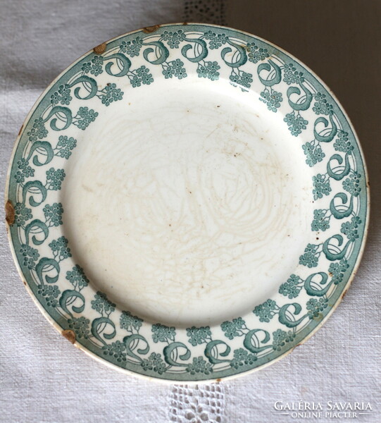 Antique Zsolnay, heart-stamped, mature faience plate