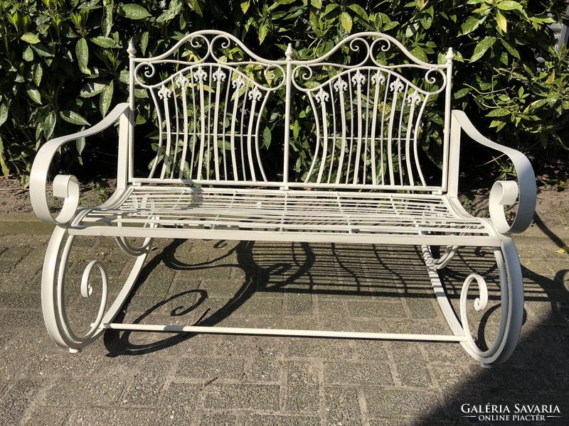 Wrought iron garden swing bench