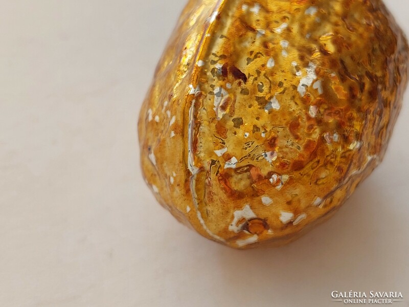 Old glass Christmas tree ornament gold walnut glass ornament