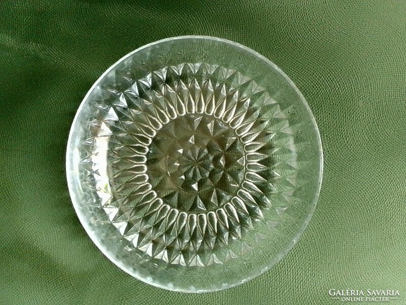 Vintage francia öntött kristály jellegű üveg tálka kínáló jelzett Vereco France Duralex 1960-as évek