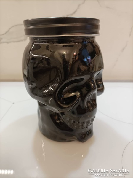 Halloweeni fekete üvegkoponya, koponya