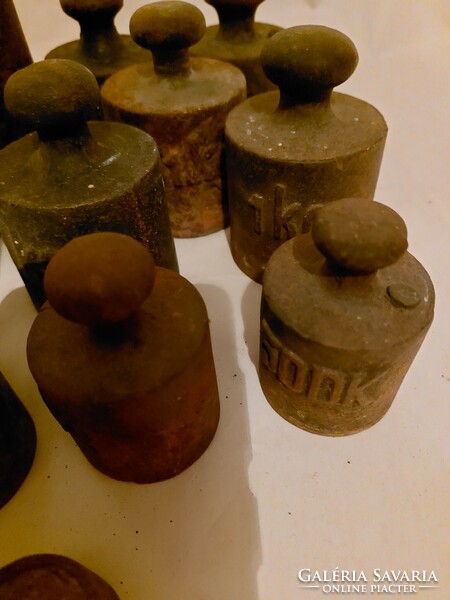 Old iron scale weights 12 pcs