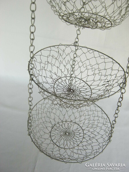 Retro metal mesh floral orchard hanging 3-level basket
