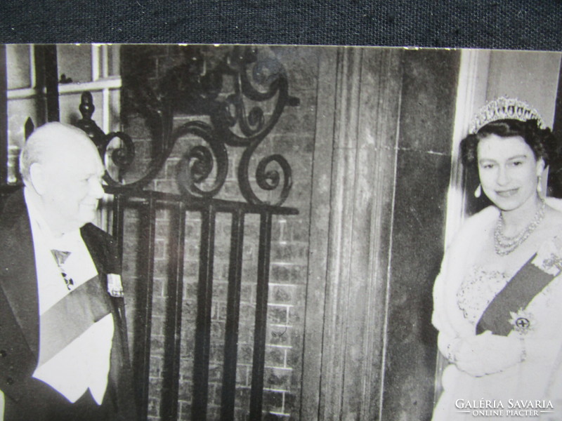 Winston Churchill + ii. Queen Elizabeth historical document photo 10 downing street london. Before