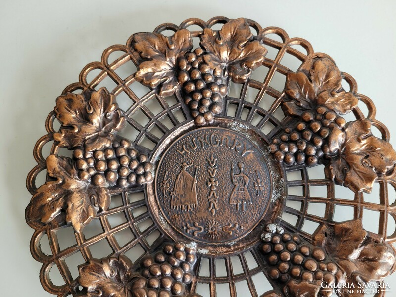 Old retro grape cluster pattern bowl offering mid century hungary souvenir souvenir fruit bowl