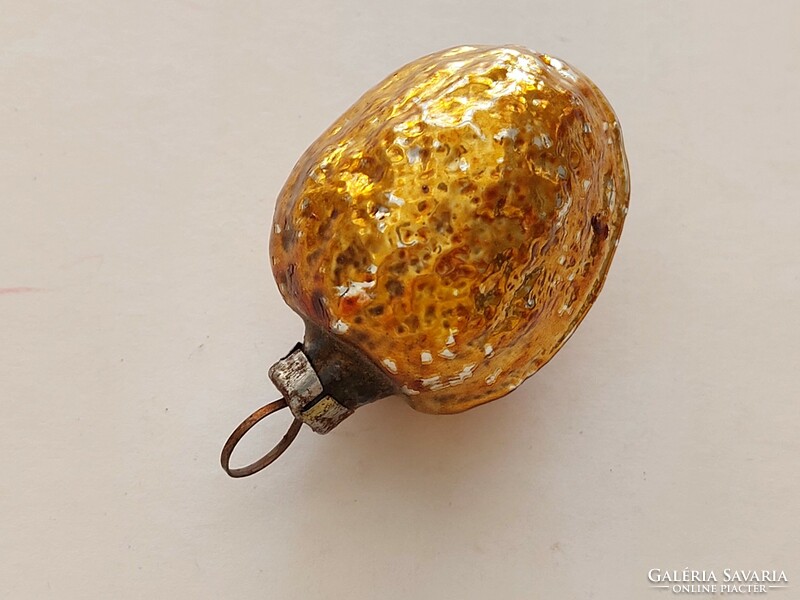 Old glass Christmas tree ornament gold walnut glass ornament