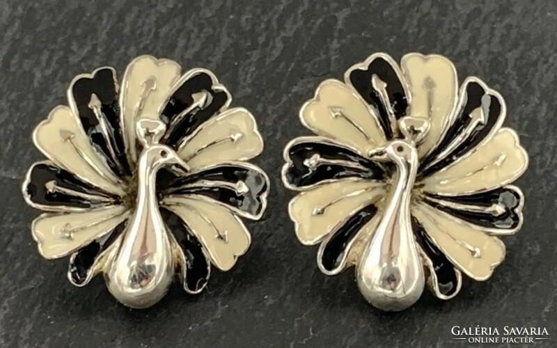 Extra unique flashy cute peacock earring sterling silver /925/ -new