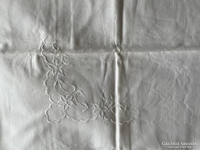 High quality embroidered white linen cushion cover, in new condition