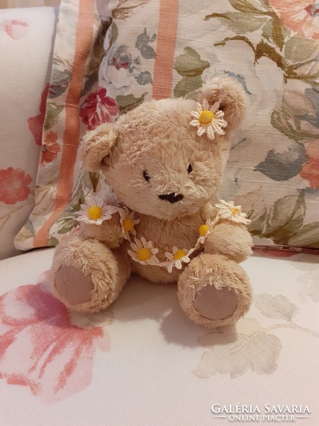 Teddy bear - vintage watermark amy's bear daisy chain press plush teddy bear flower garland / numbered