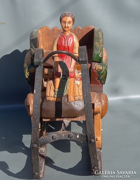 Tyrolean sled carved wood handicraft