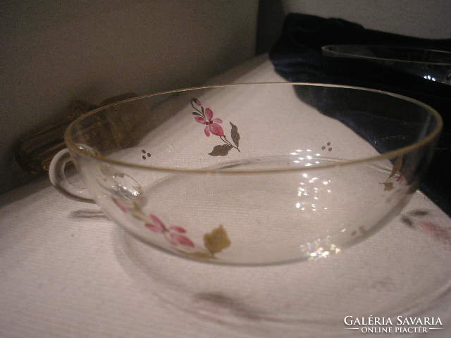 N14 Antik biedermeier teás forró csokis csészék filigrán aranyozott kis virágok zománc díszes 4 db