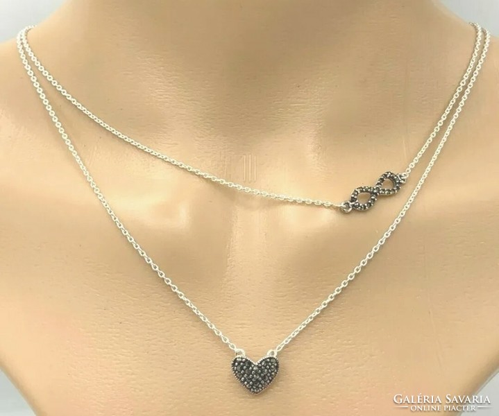 Szív & infinity - végtelen collier nyaki ,  925 sterling ezüst   új