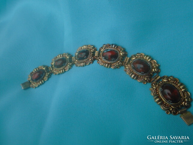 Antique fire-gilded Bieder women's bracelet with very beautiful stones, ca. 50s