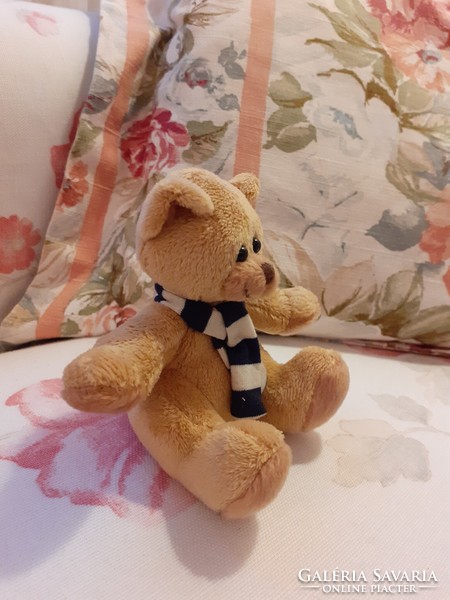 Teddy bear - rossman classic plush teddy bear in a black and white striped scarf