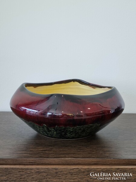 Large applied art ceramic bowl, offering, bowl, with decorative glaze (23 cm)
