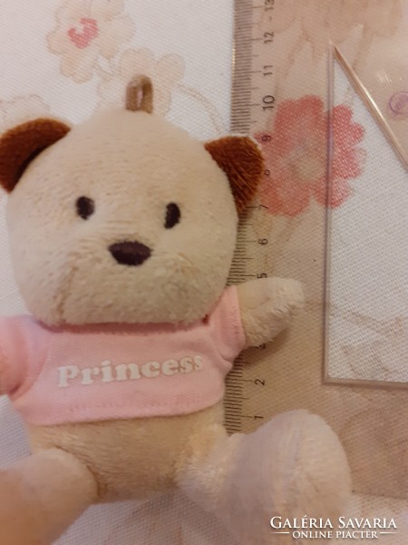 Plush - pink, small plush teddy bear or dog in a t-shirt with the inscription 