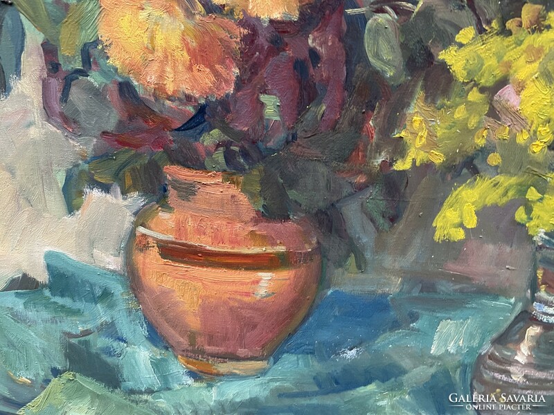 Szentgyörgyi Kornél (1916-2006) Csendélet c. Képcsarnokos Festménye Eredeti Garanciával