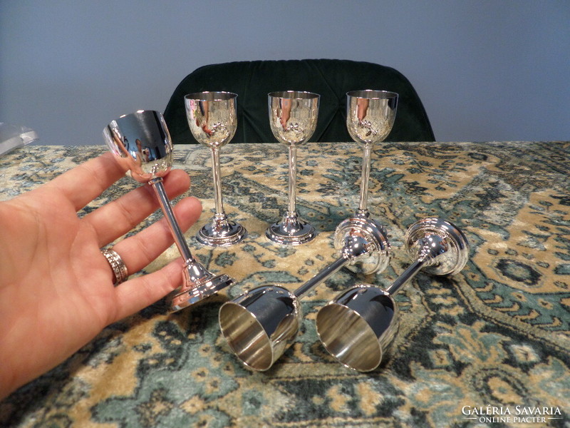Art deco silver liqueur / schnapps / brandy glass set