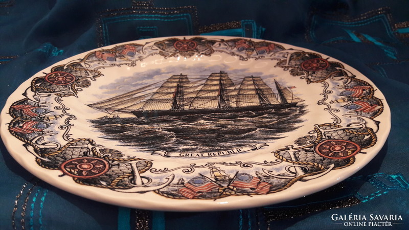 Hajós porcelán tányér, fajansz dísztányér (M3056)