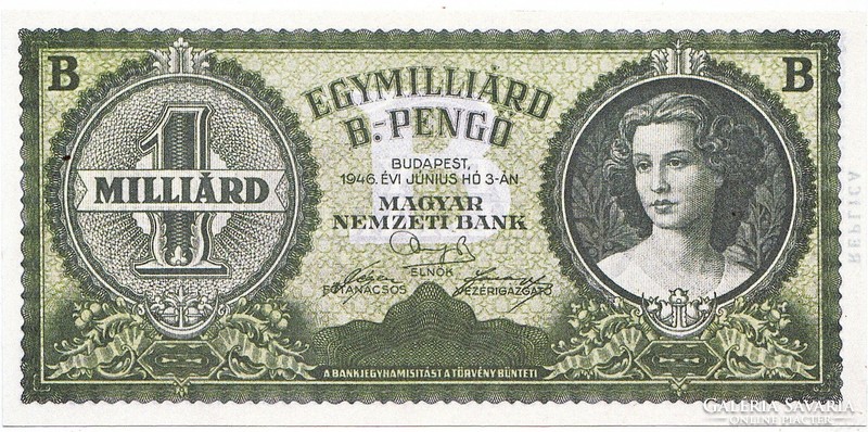 Magyarország egymilliárd B.pengő .pengő pengő 1946 REPLIKA UNC