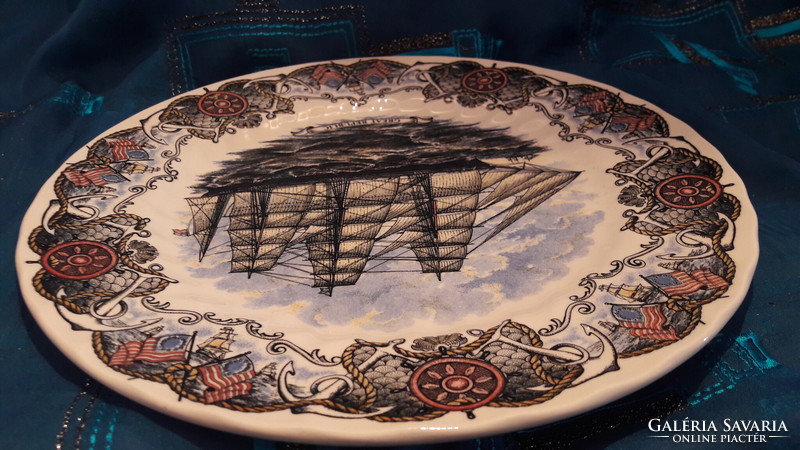 Nautical porcelain plate, decorative faience plate (m3056)