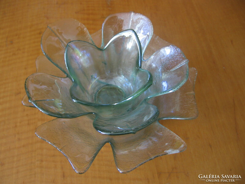 Turquoise green glass lotus flower candle holder for Zen meditation